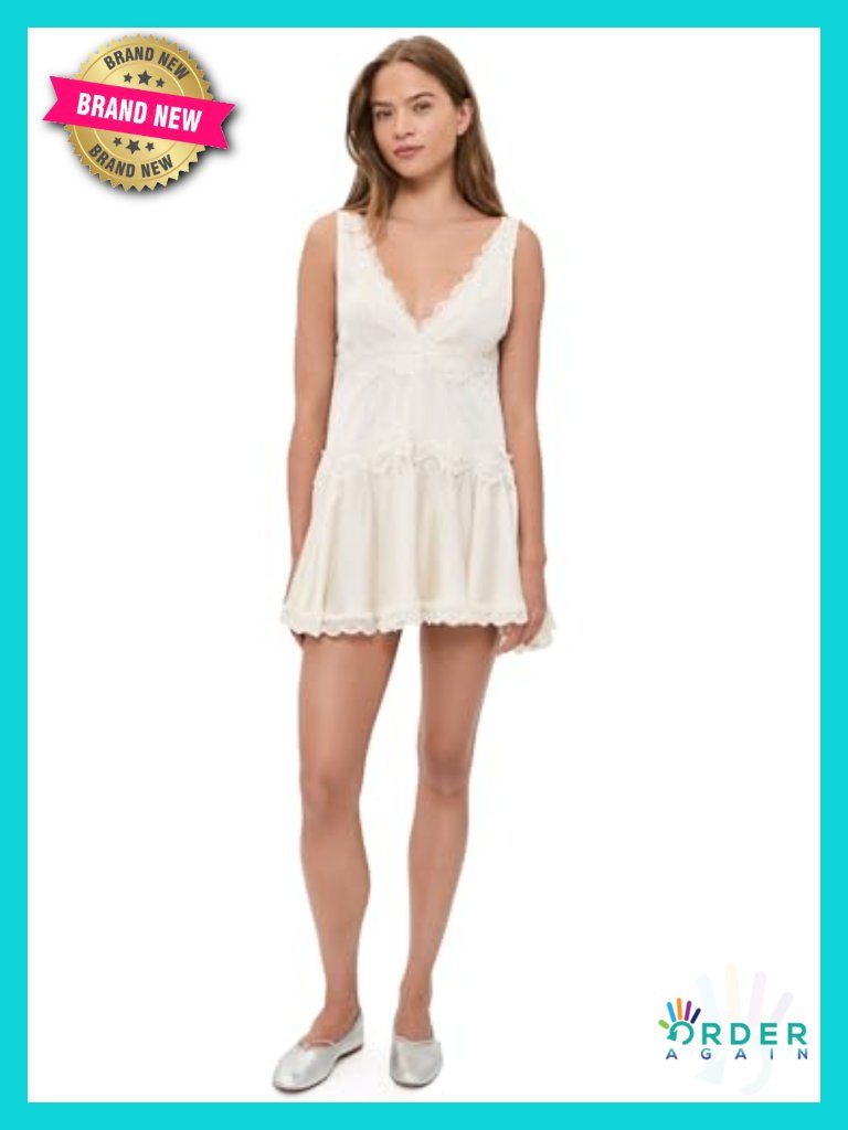 Mini Slip Dress With Lace Trim And Tiered Skirt, Sleeveless V-Neck